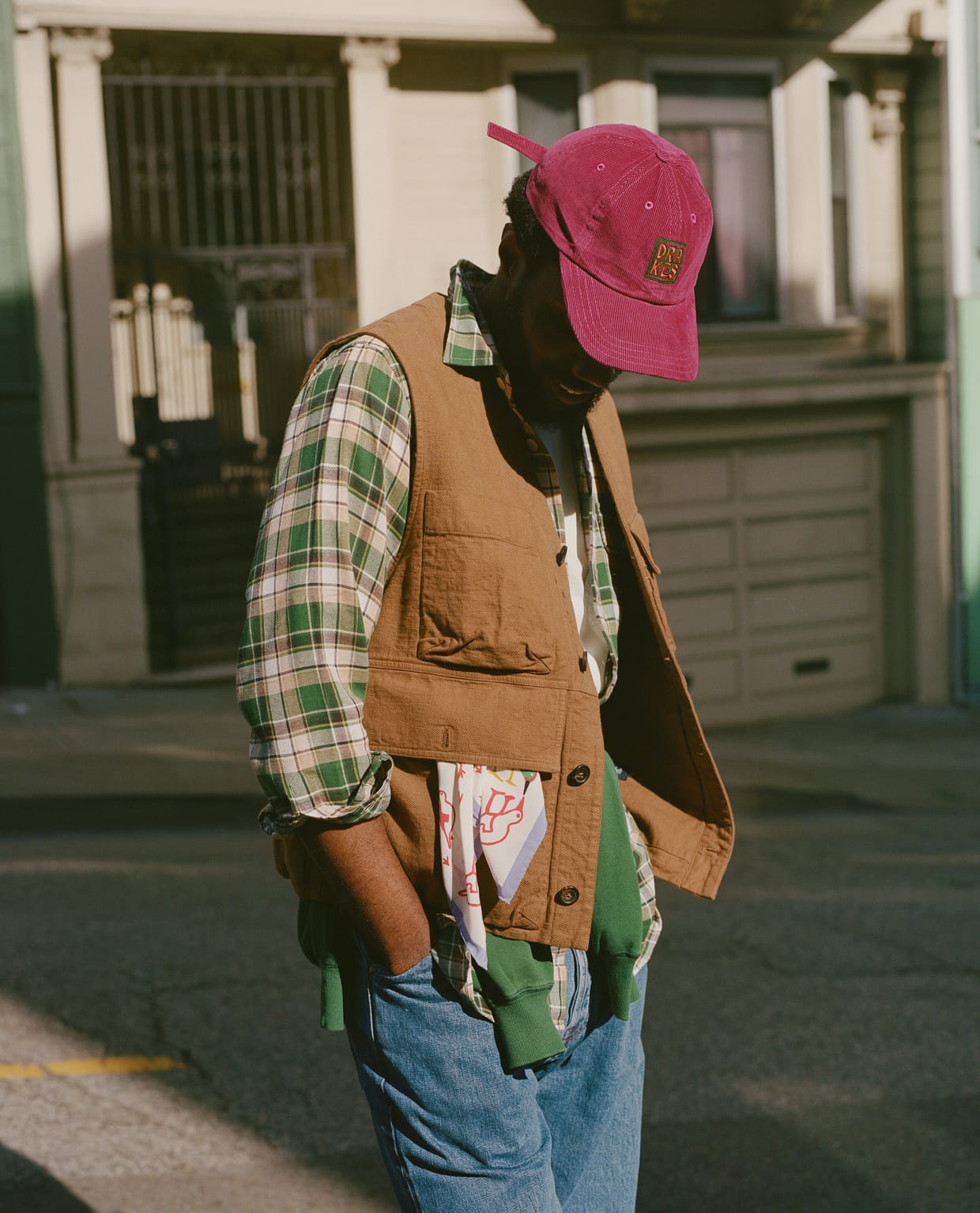 Green Check Cotton Two-Pocket Work Shirt – Drakes