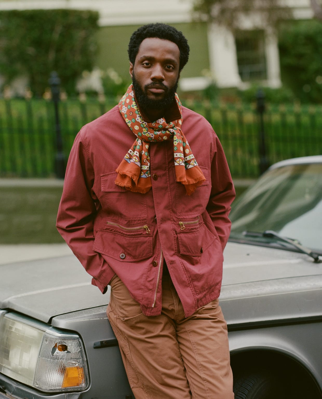 Washed Red Cotton Hiking Jacket