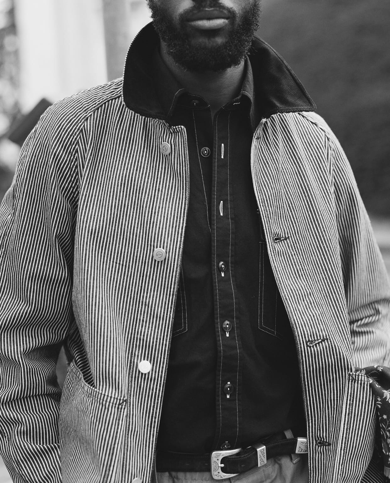 Indigo Stripe Denim Field Jacket