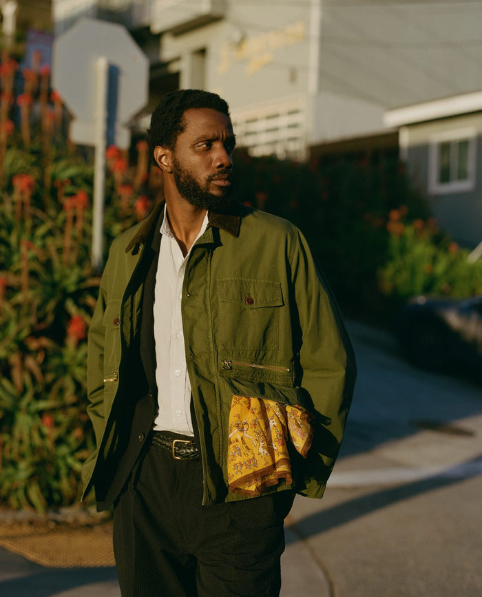 Washed Olive Cotton Hiking Jacket