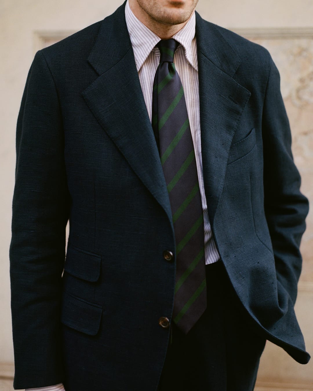 Navy Linen Tailored Jacket