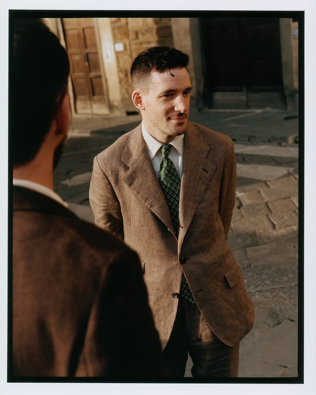 Brown Prince of Wales Check Linen Tailored Jacket