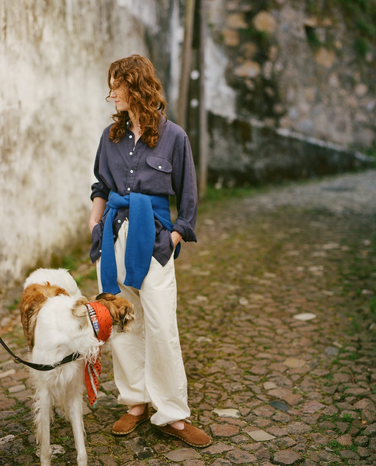Navy Linen Button-Down Collar Shirt