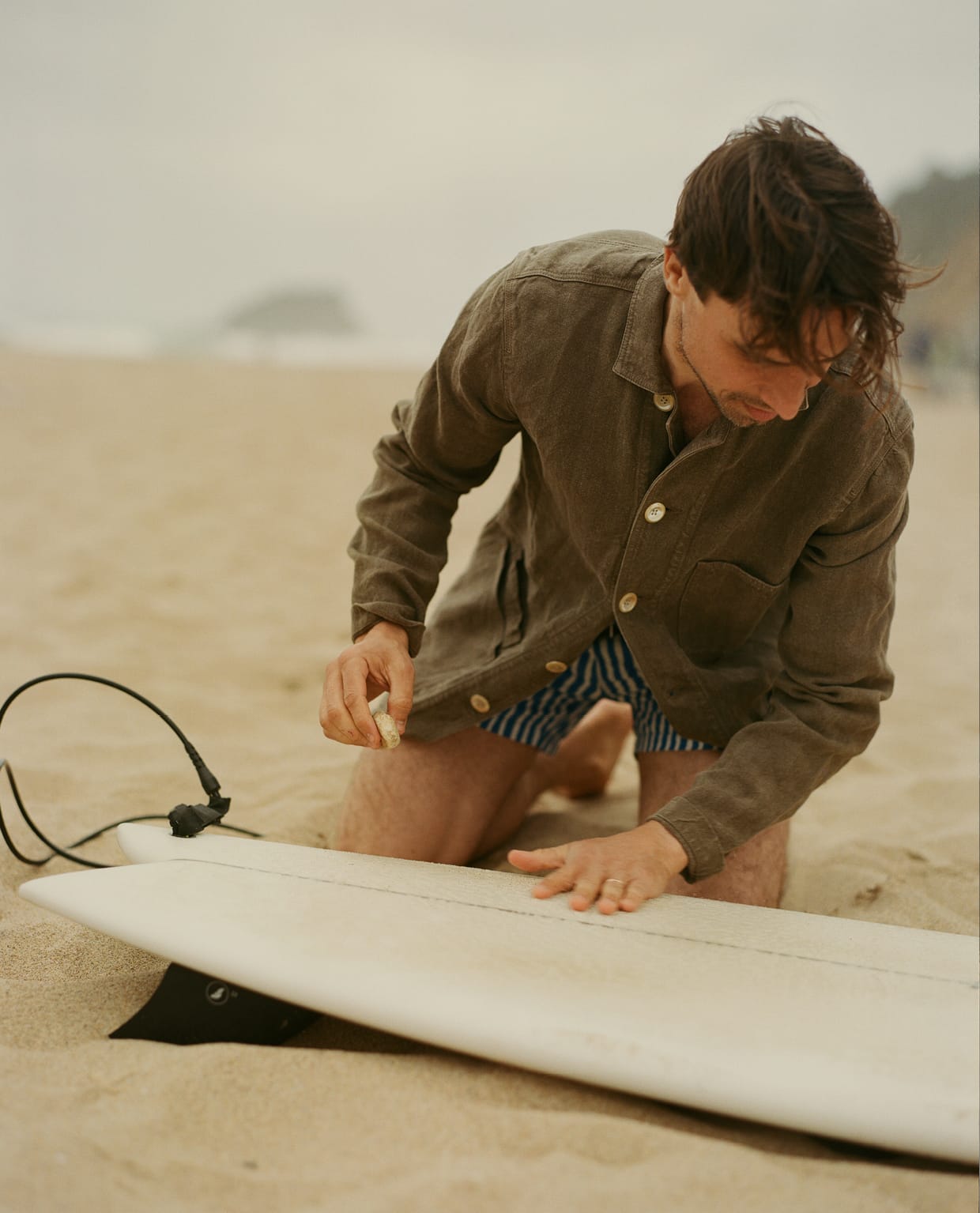 Brown Linen Five-Pocket Chore Jacket