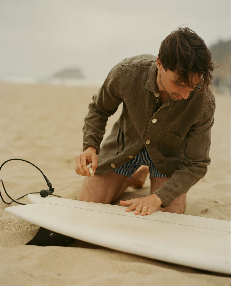 Brown Linen Five-Pocket Chore Jacket