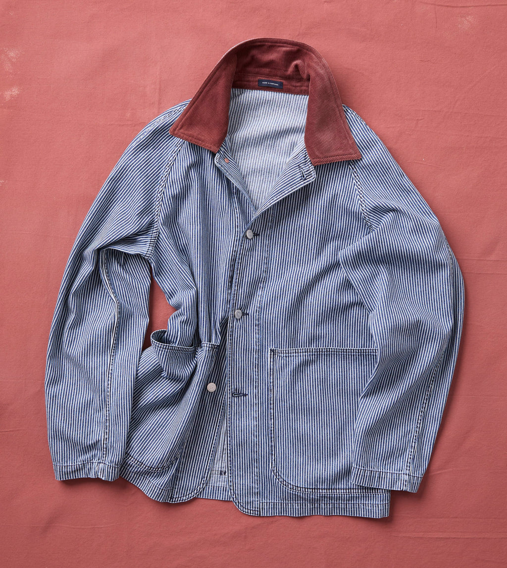 Indigo Stripe Denim Field Jacket – Drakes