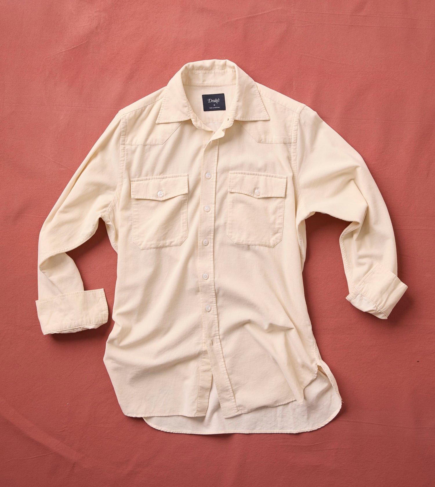 Ecru Needlecord Two-Pocket Western Shirt