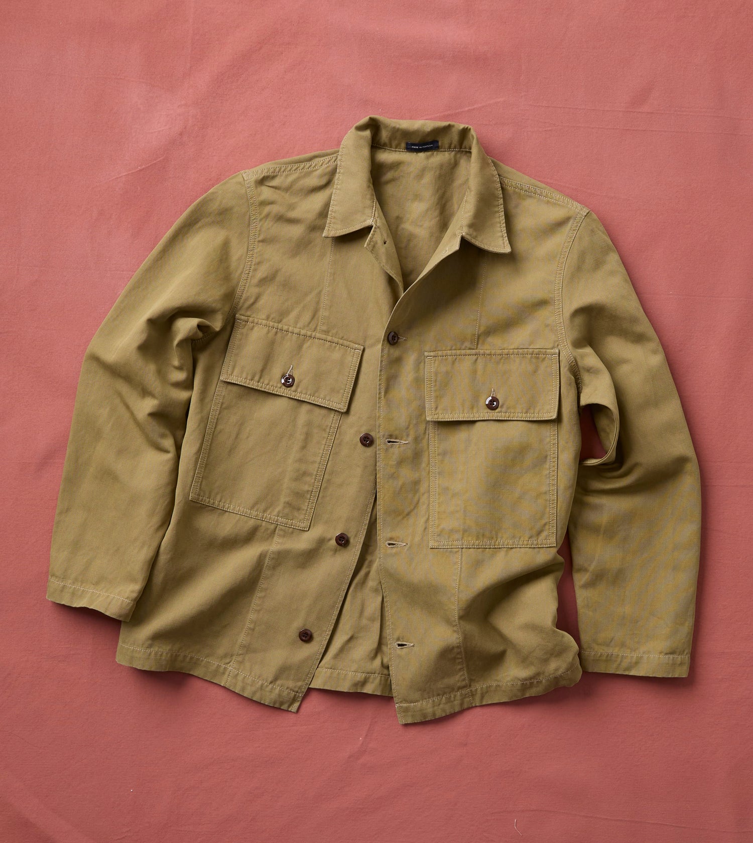 Olive Cotton-Linen Field Shirt