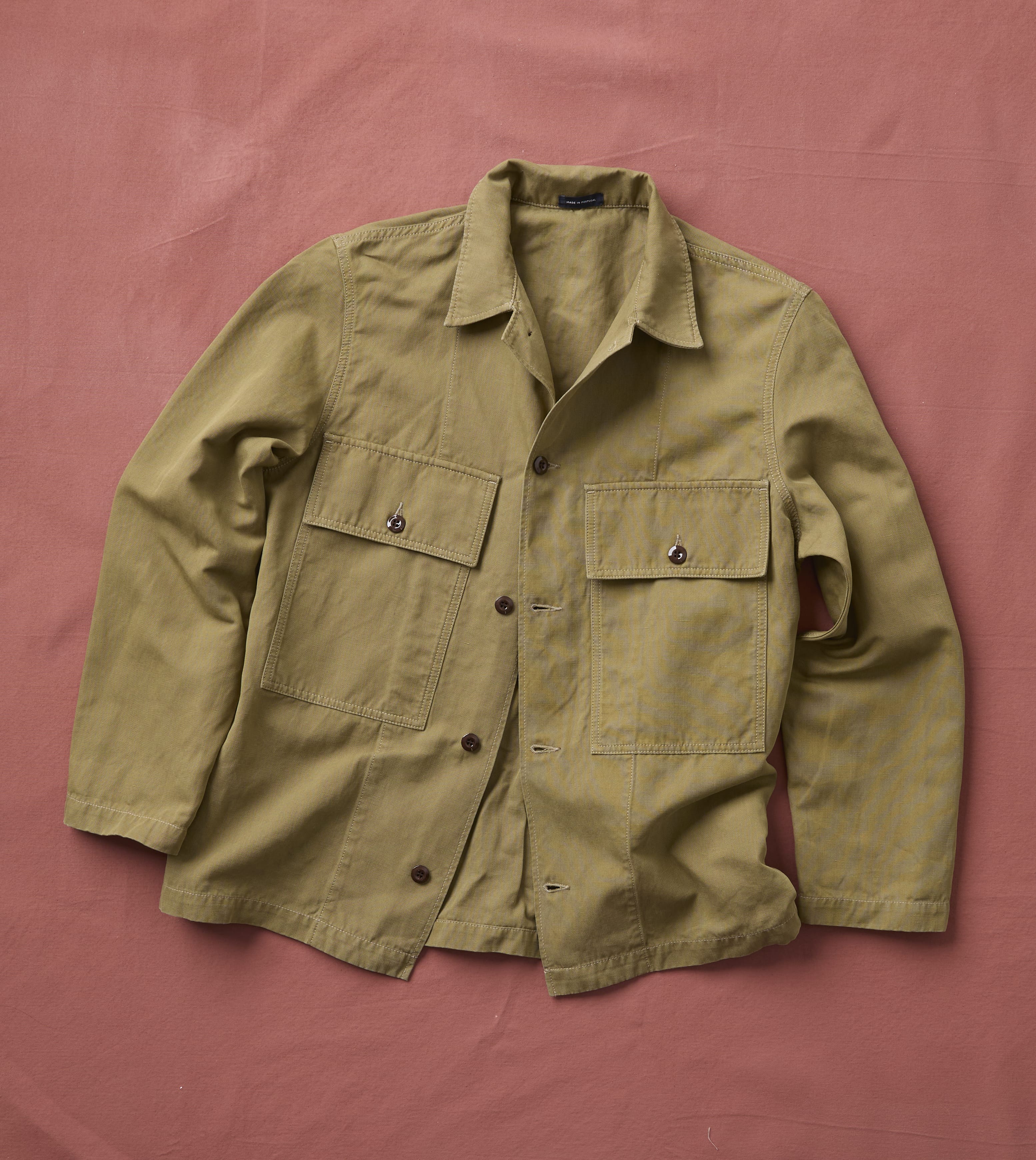 Olive Cotton-Linen Field Shirt