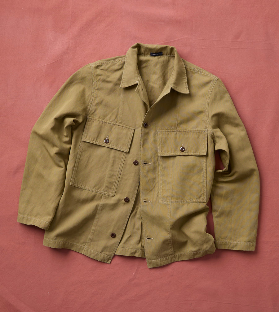 Olive Cotton-Linen Field Shirt