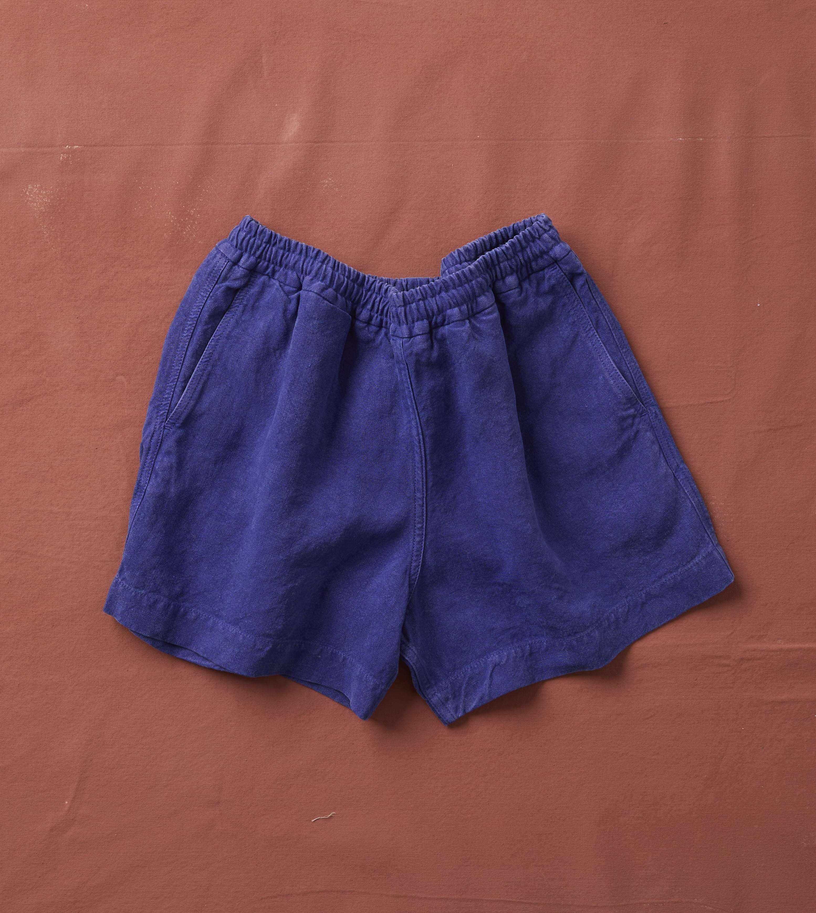 Blue Linen Drawstring Shorts