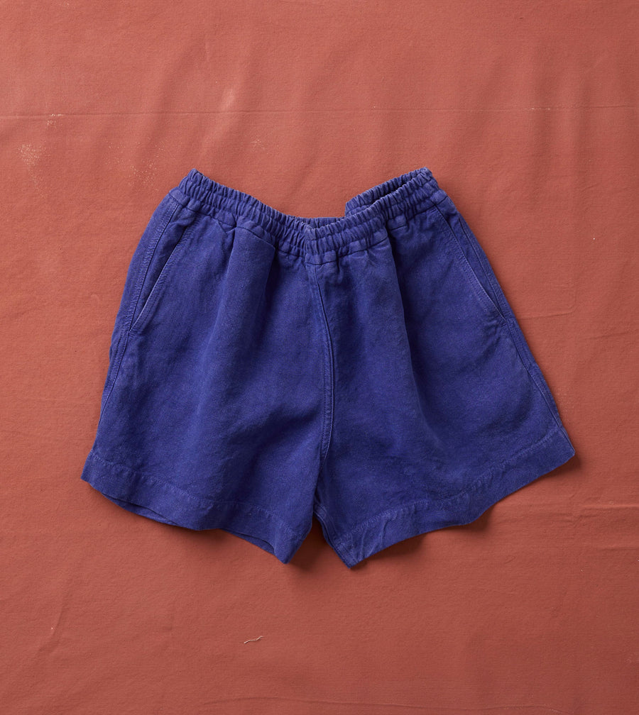 Blue Linen Drawstring Shorts