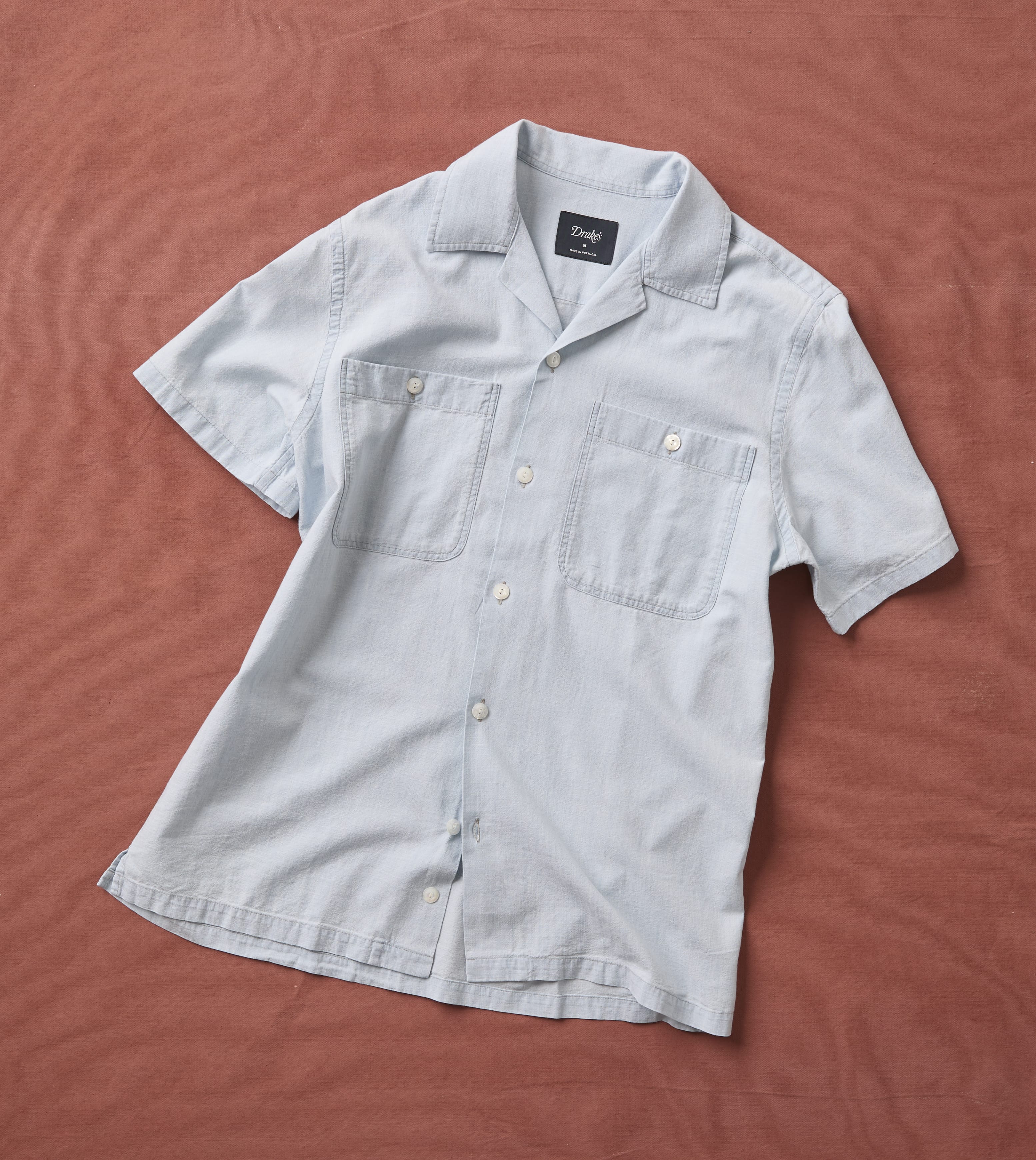 Blue Chambay Short Sleeve Camp Collar Shirt