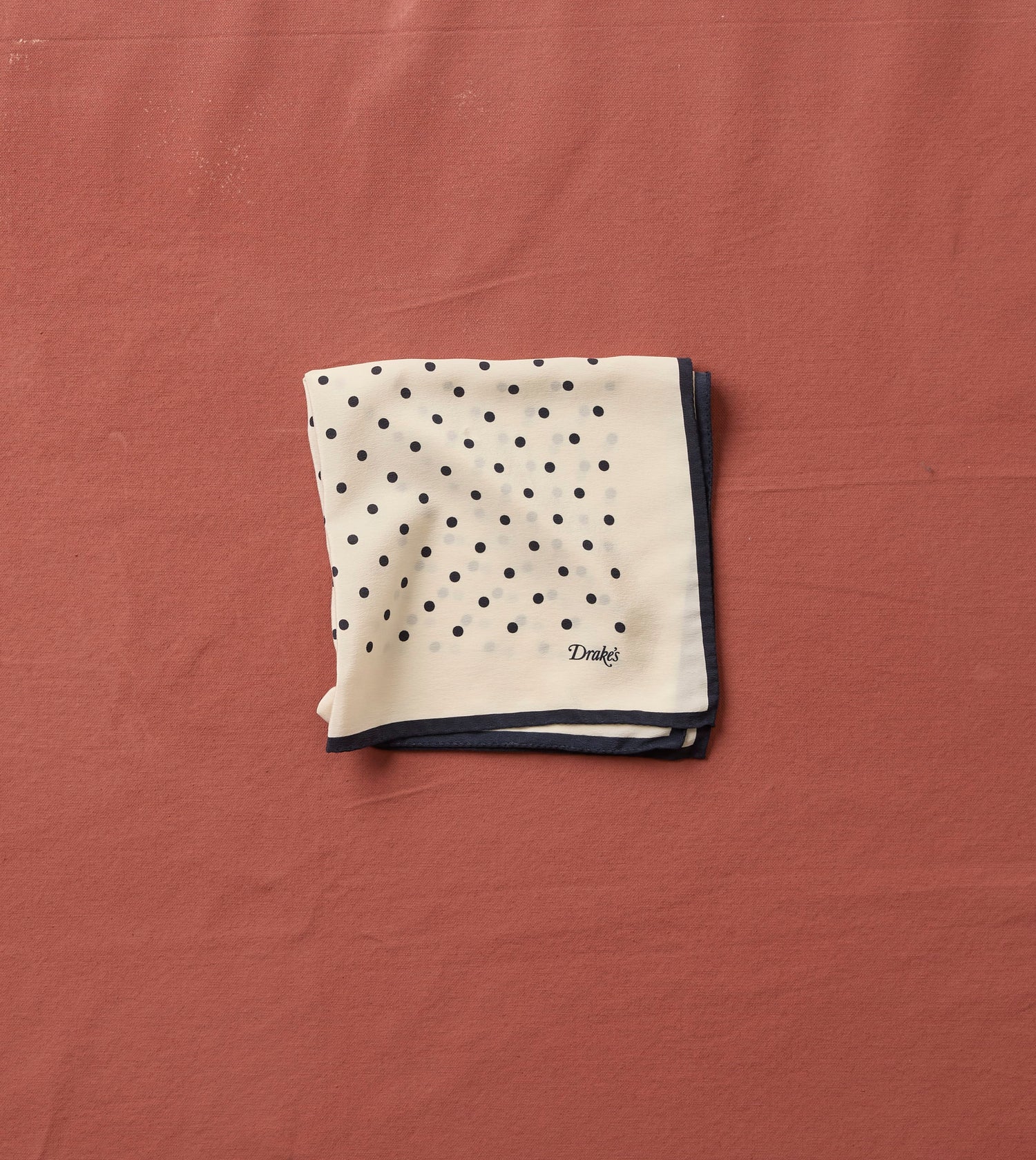 Ecru Polka Dot Print Silk Pocket Square