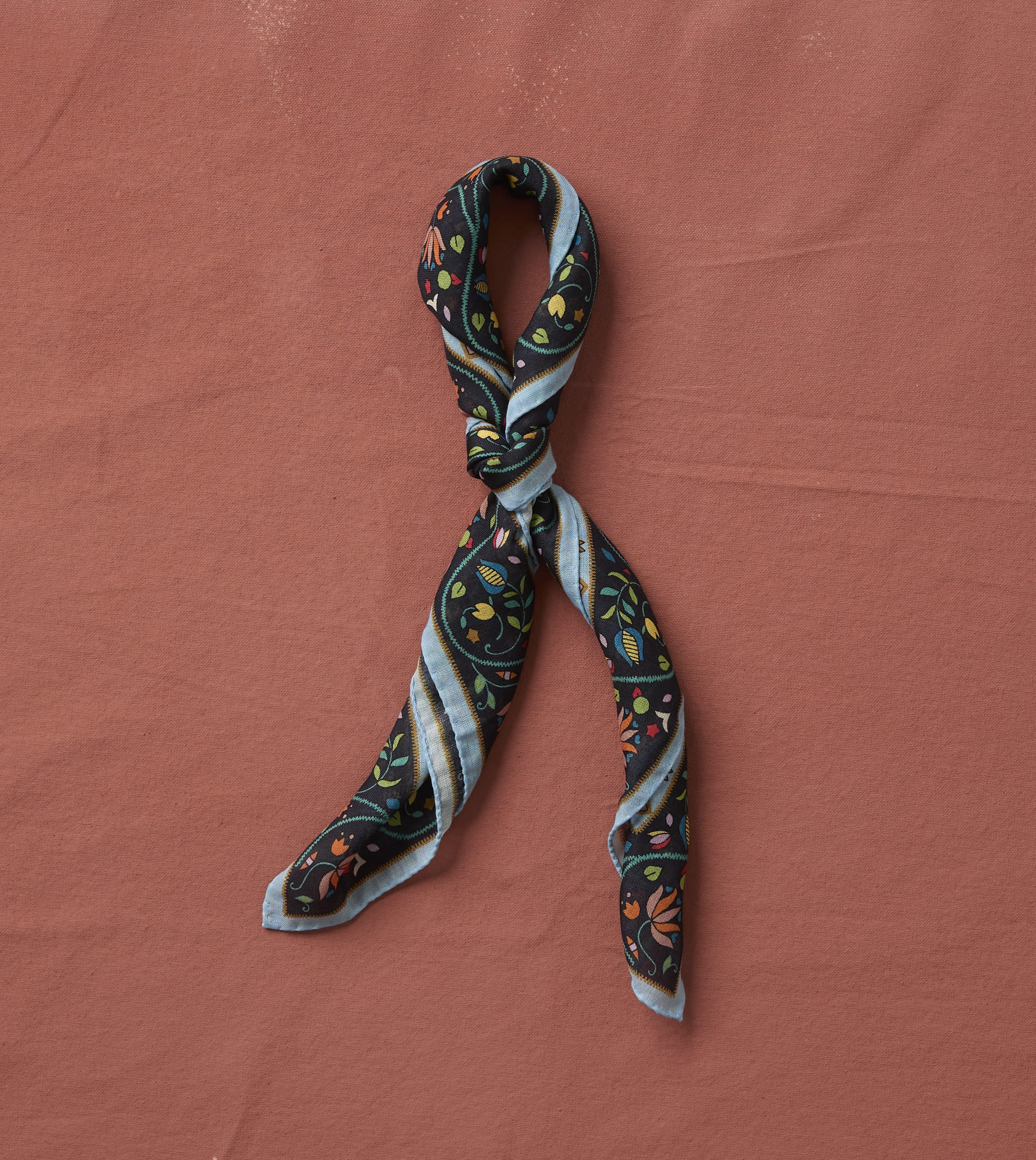 Navy Tiger Garden Print Wool-Silk Bandana