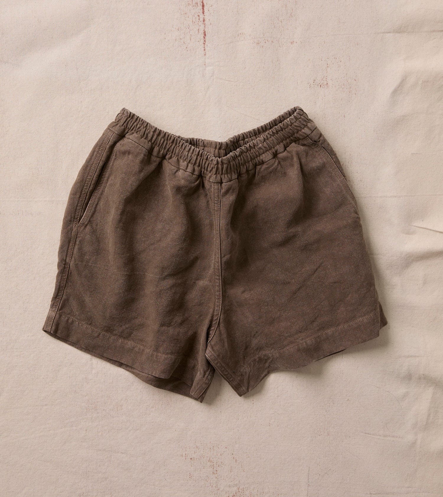 Brown Linen Drawstring Shorts