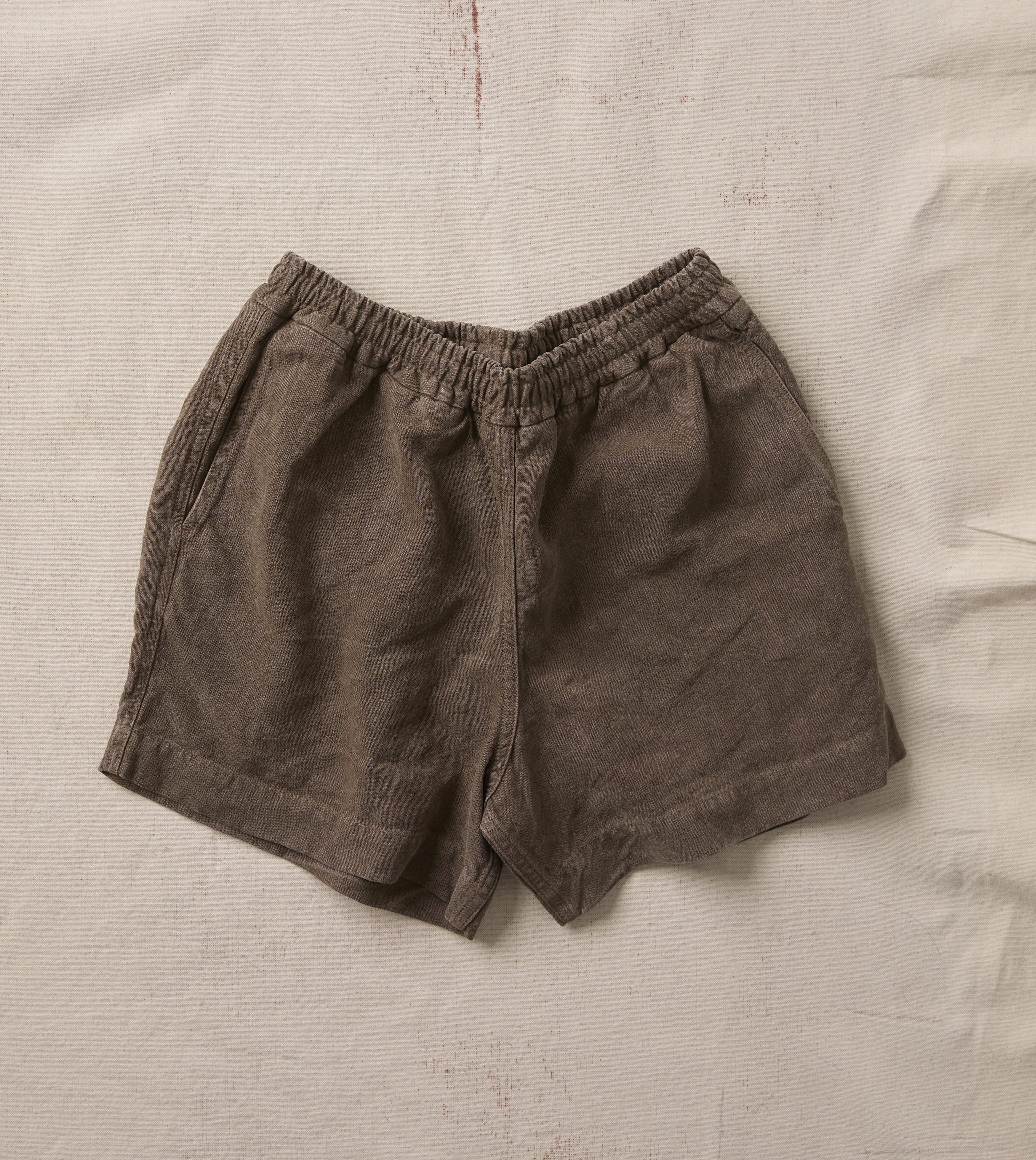 Brown Linen Drawstring Shorts