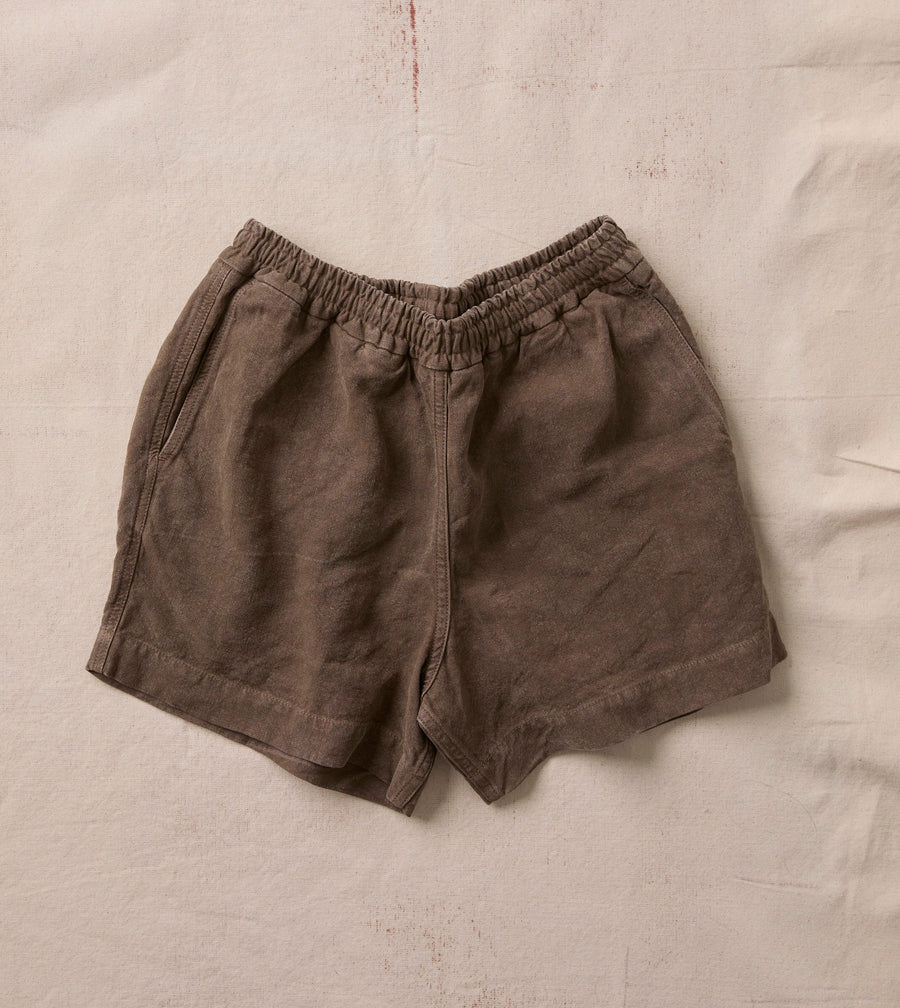 Brown Linen Drawstring Shorts