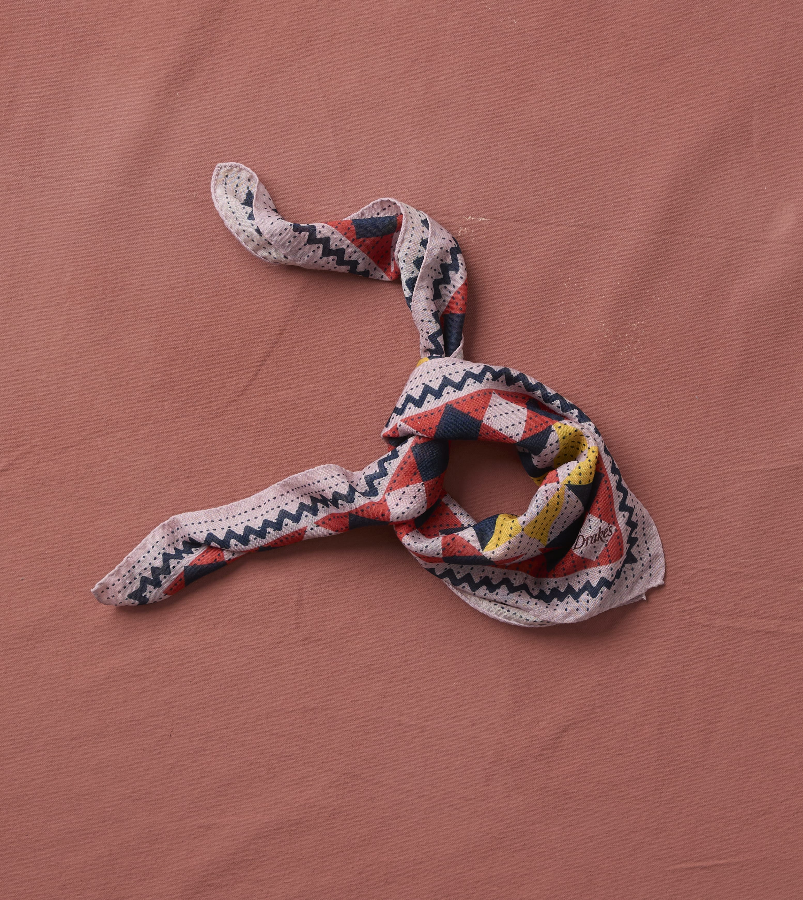 Pink Patchwork Print Wool-Silk Bandana