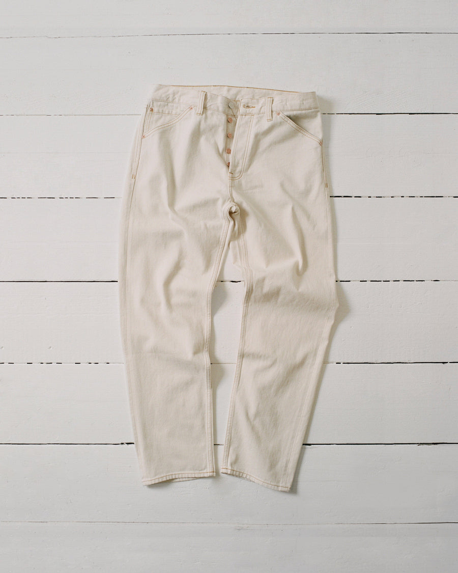 Ecru 12.7oz Selvedge Denim Contrast Stitch Five-Pocket Jeans