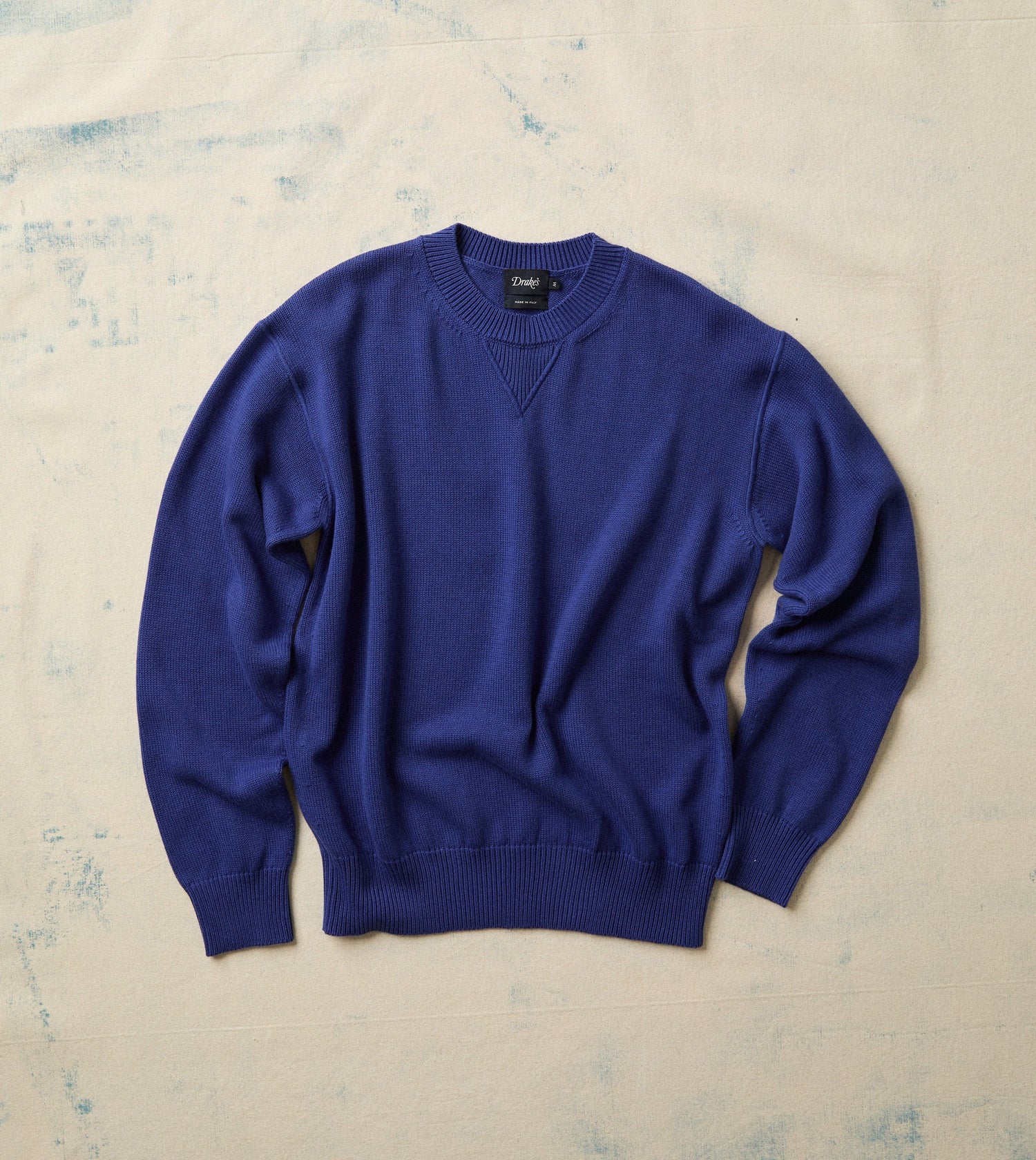Blue Wool-Cotton Knit Sweatshirt