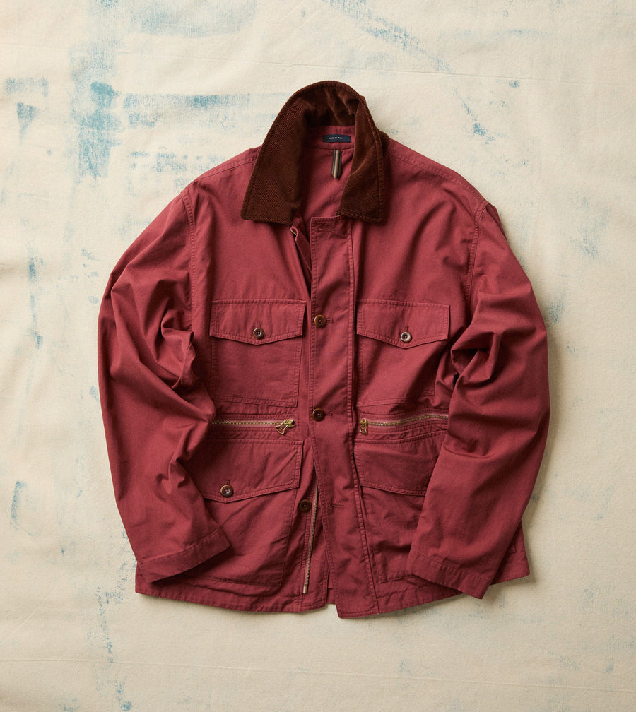 Washed Red Cotton Hiking Jacket