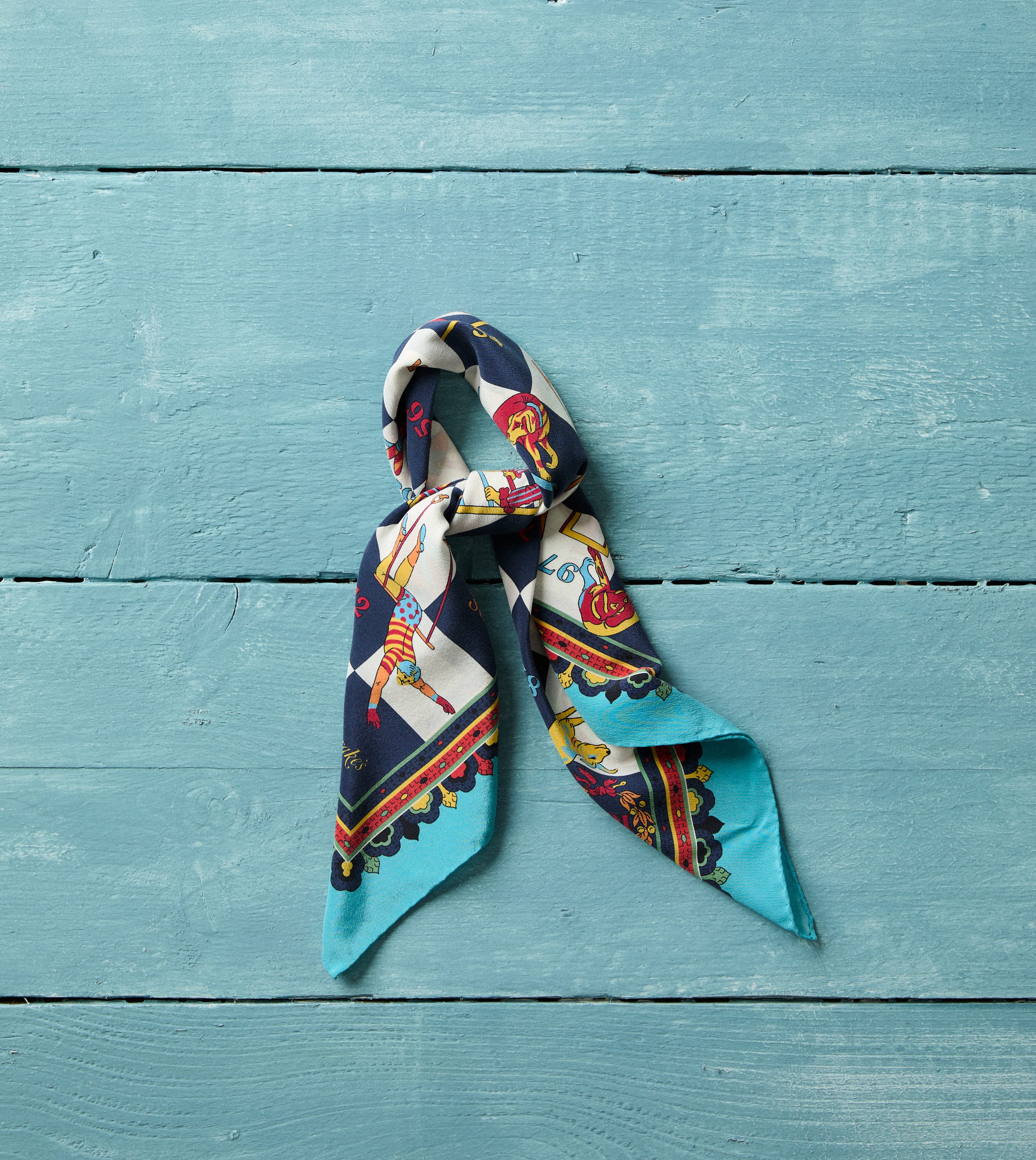 Blue Snakes and Ladders Print Silk Bandana – Drakes