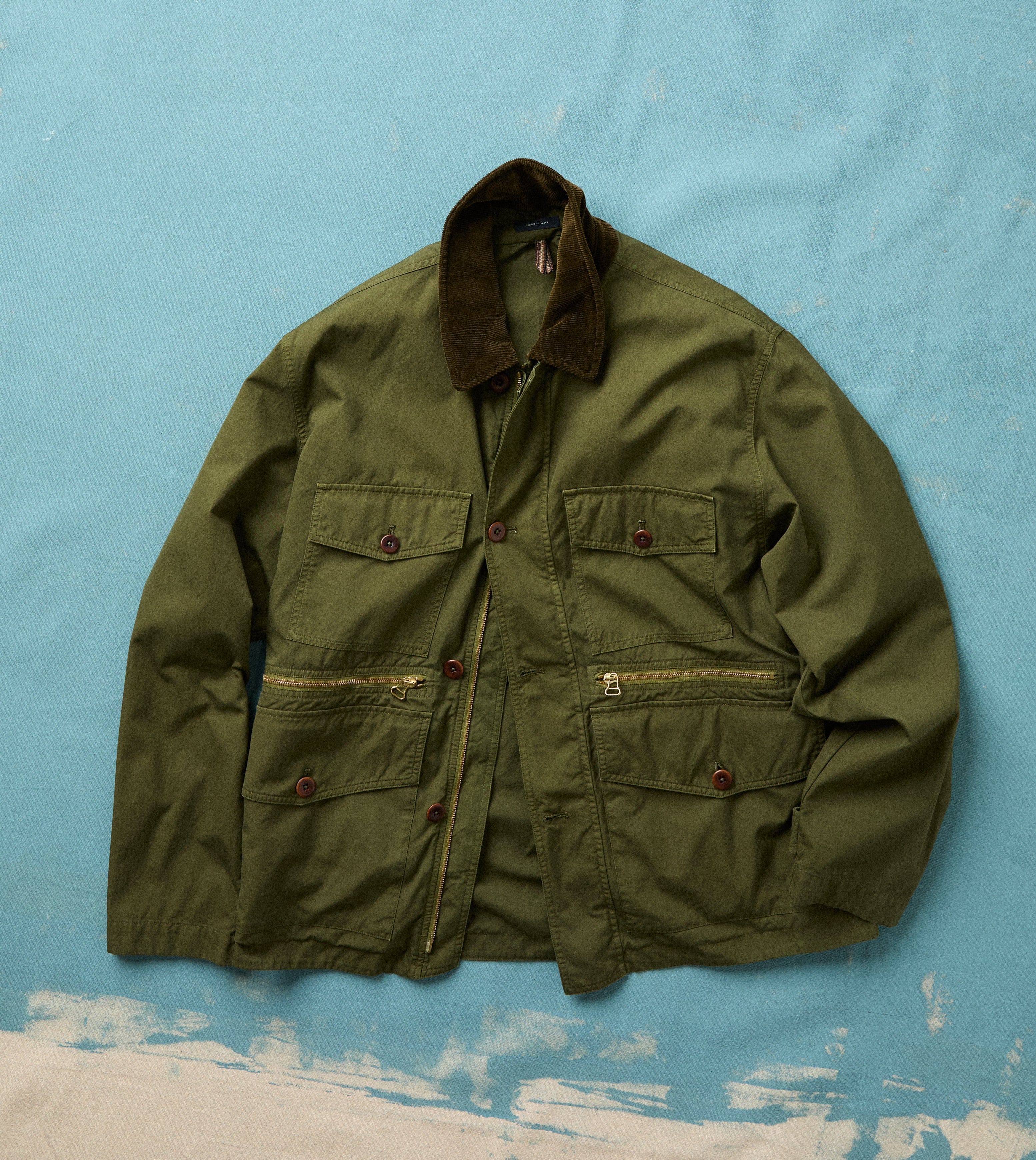 Washed Olive Cotton Hiking Jacket – Drakes