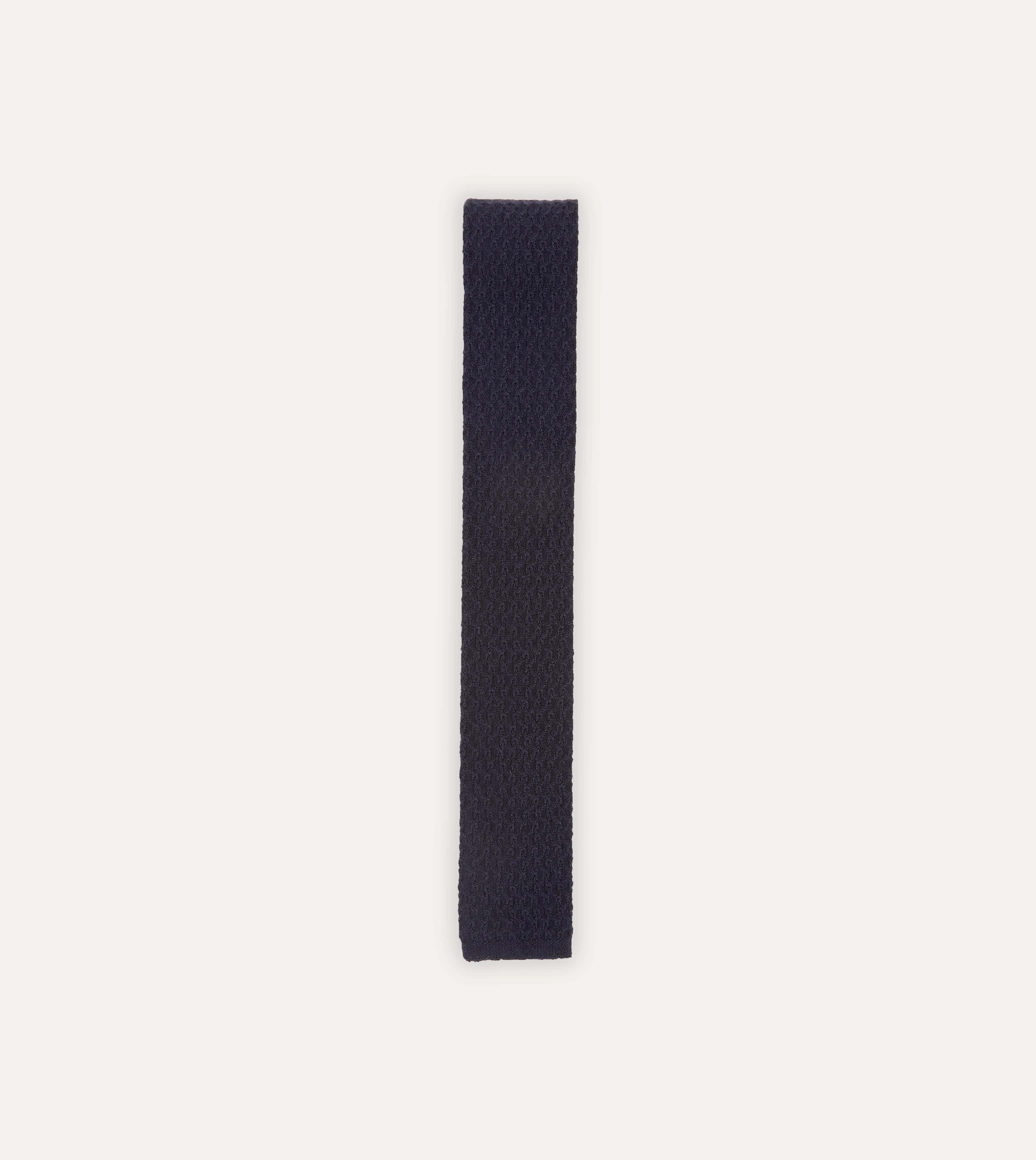 Navy Knitted Cashmere Wool Solid Colour Tie