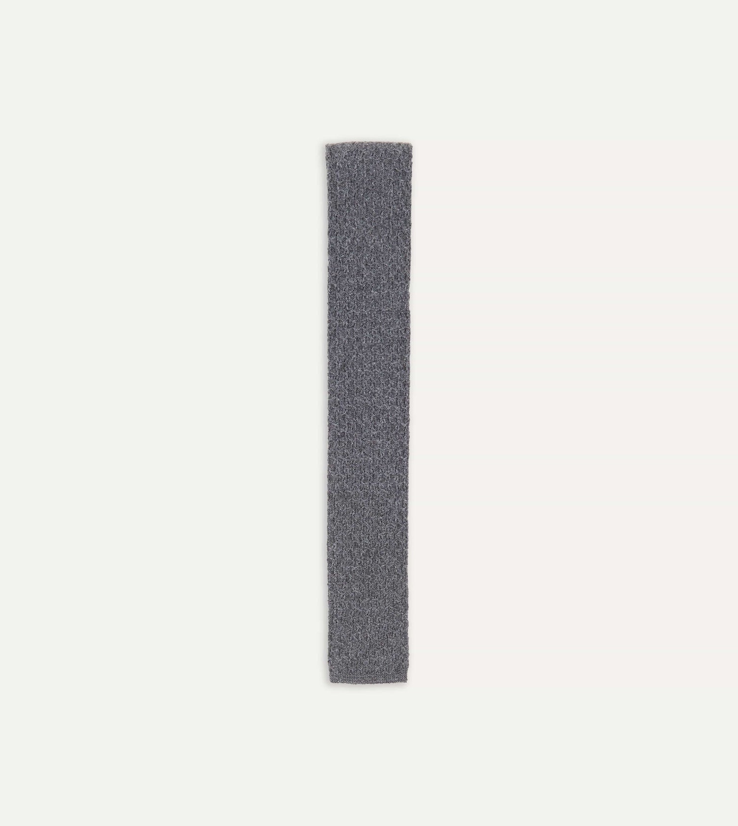 Grey Knitted Cashmere Wool Solid Colour Tie