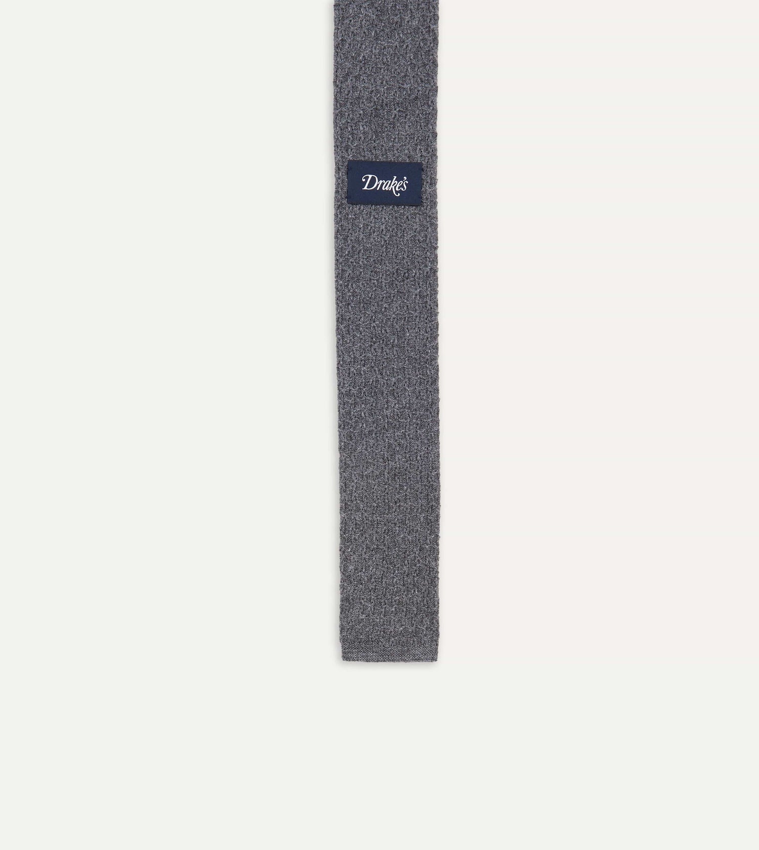 Grey Knitted Cashmere Wool Solid Colour Tie