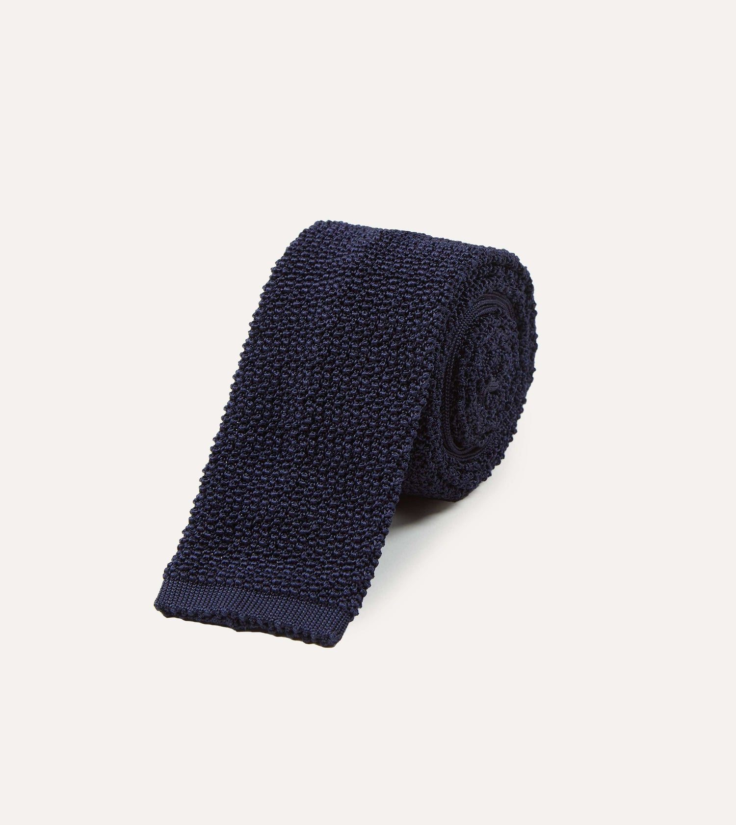 Navy Knitted Silk Solid Colour Tie