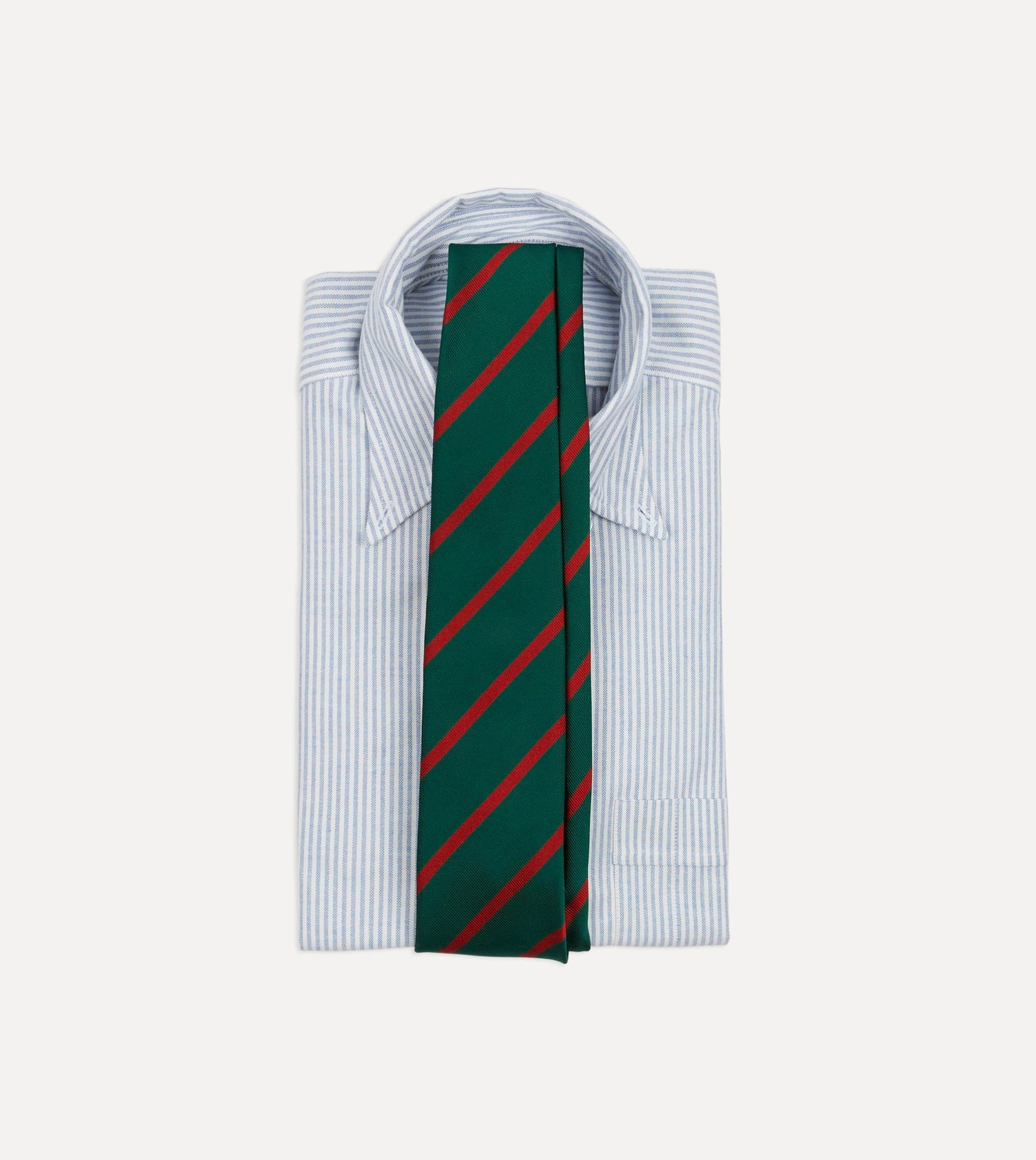 Green and Red Stripe Repp Silk Tie