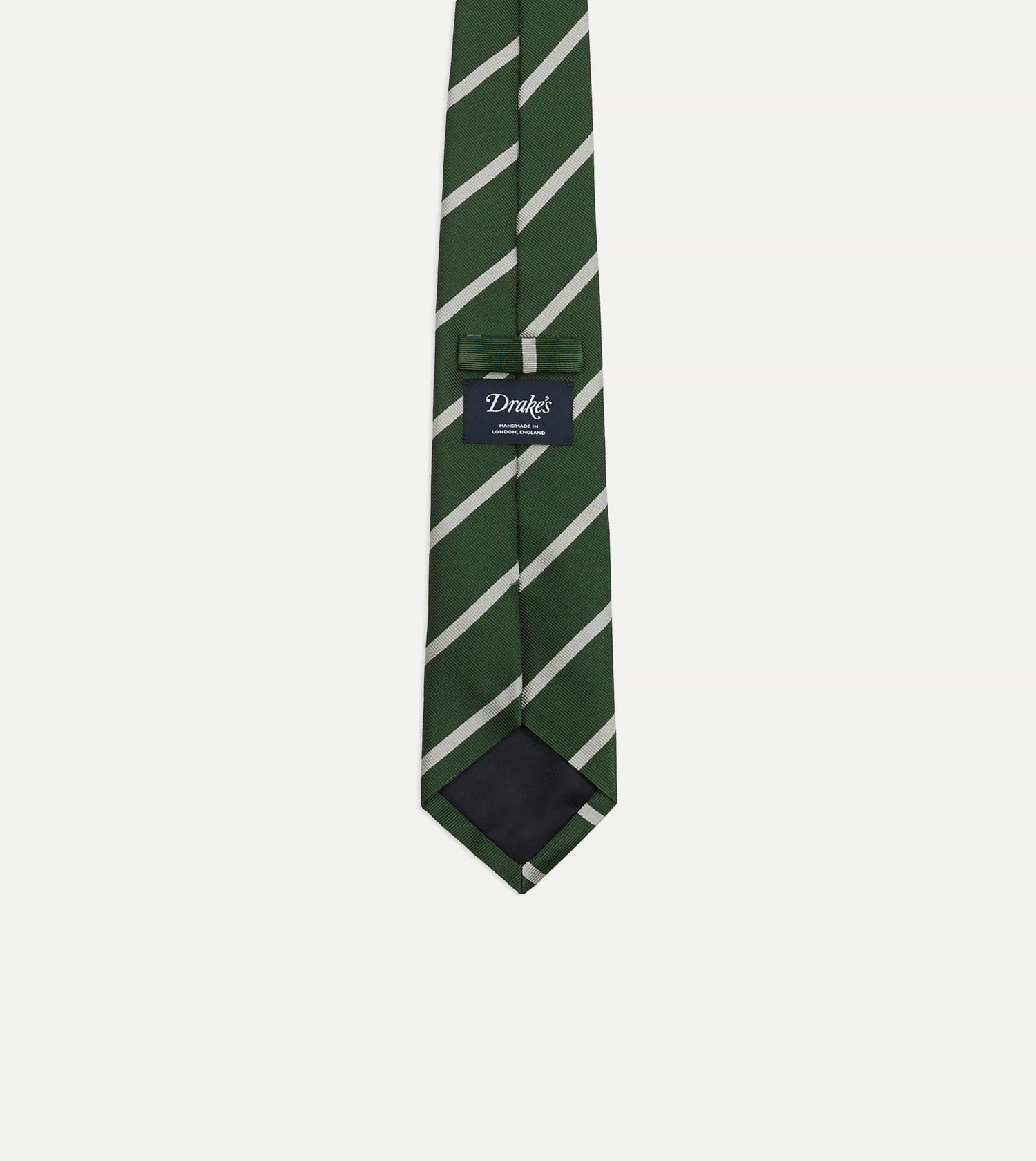 Green and Ecru Stripe Repp Silk Tie