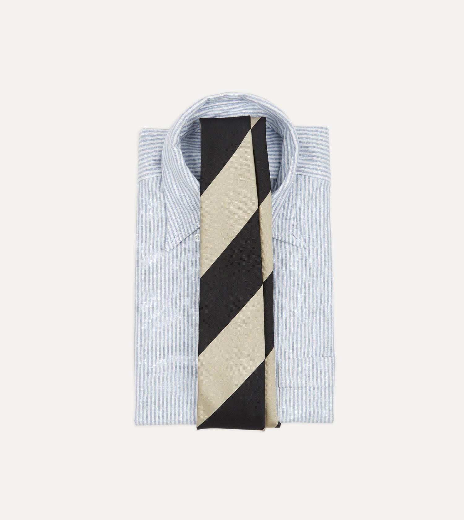 Navy and Ecru Broad Stripe Silk Tipped Tie