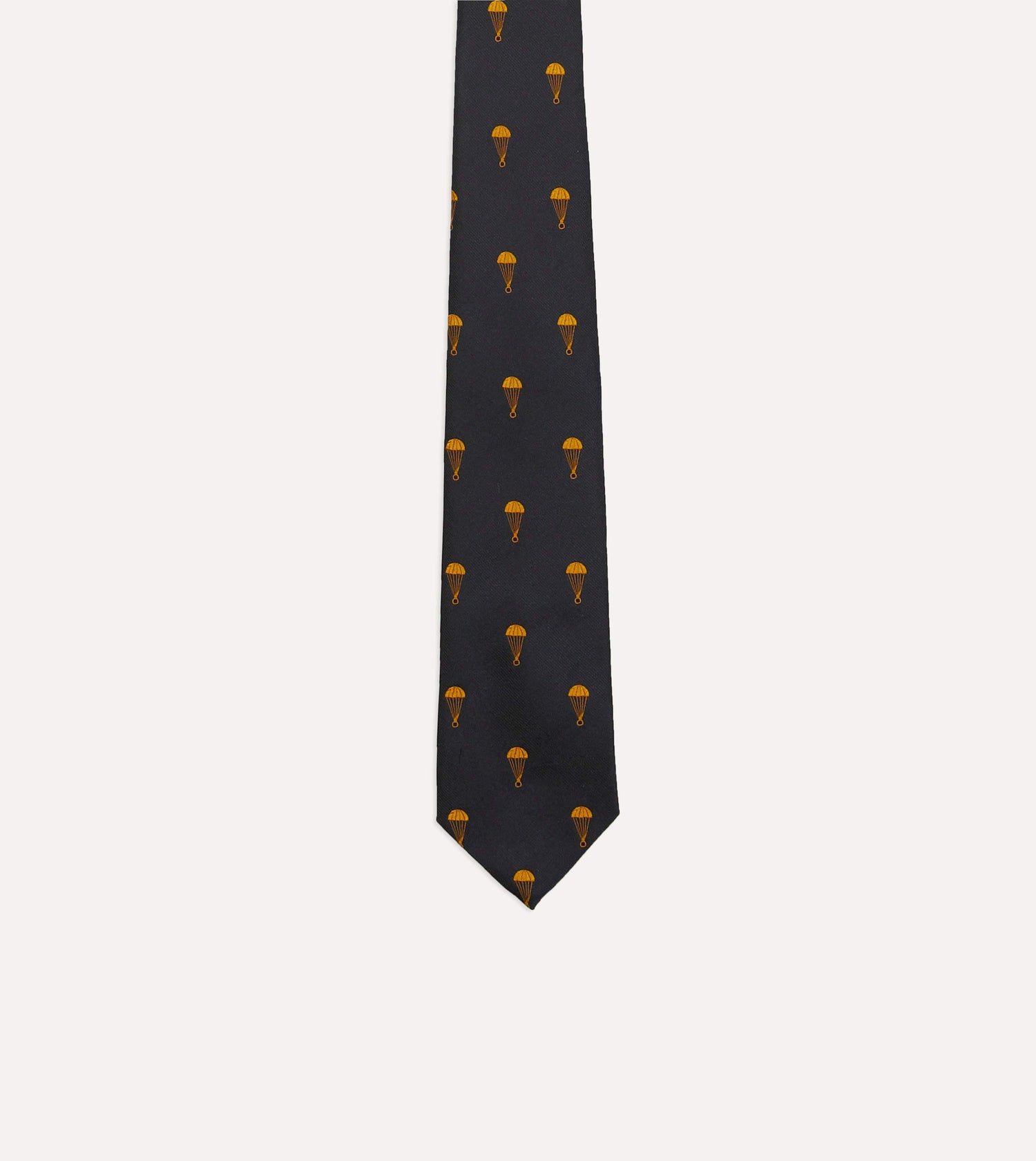Black and Gold Parachute Motif Silk Tipped Tie