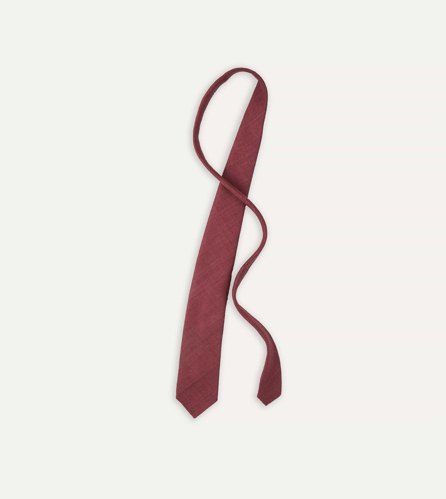 Burgundy Tussah Hand Rolled Silk Tie