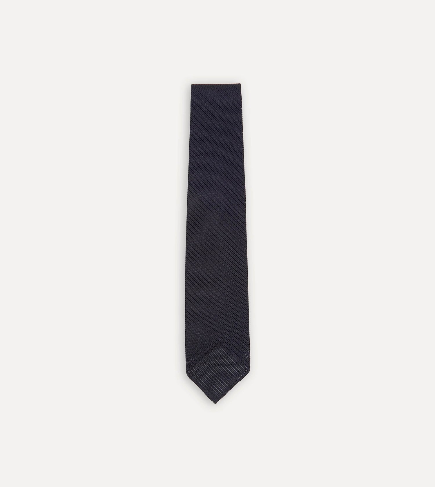 Dark Navy Fine Woven Grenadine Silk Hand Rolled Tie