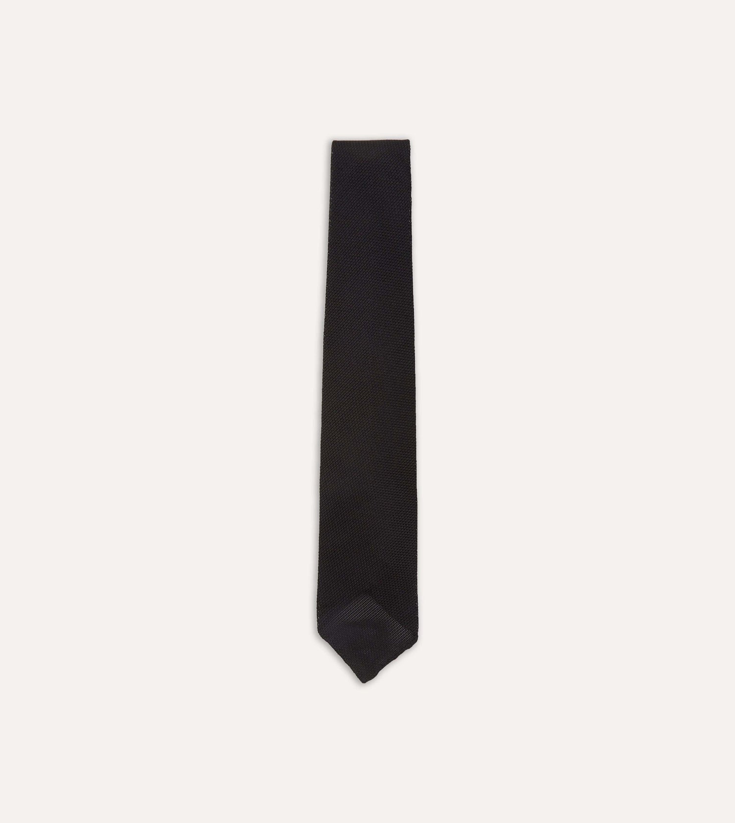 Black Fine Woven Grenadine Silk Hand Rolled Tie