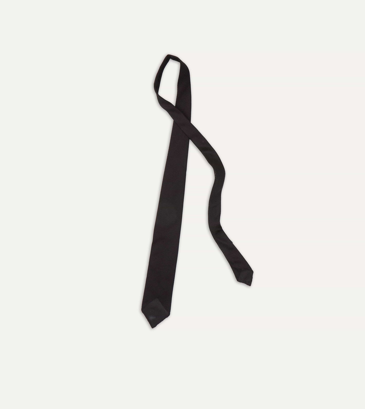 Black Fine Woven Grenadine Silk Hand Rolled Tie