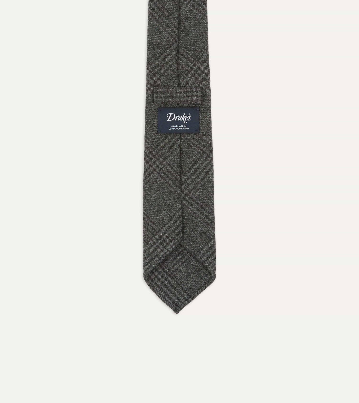 Grey Prince of Wales Check Hand Rolled Wool Tie