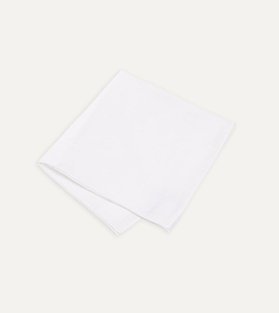 White Linen Pocket Square