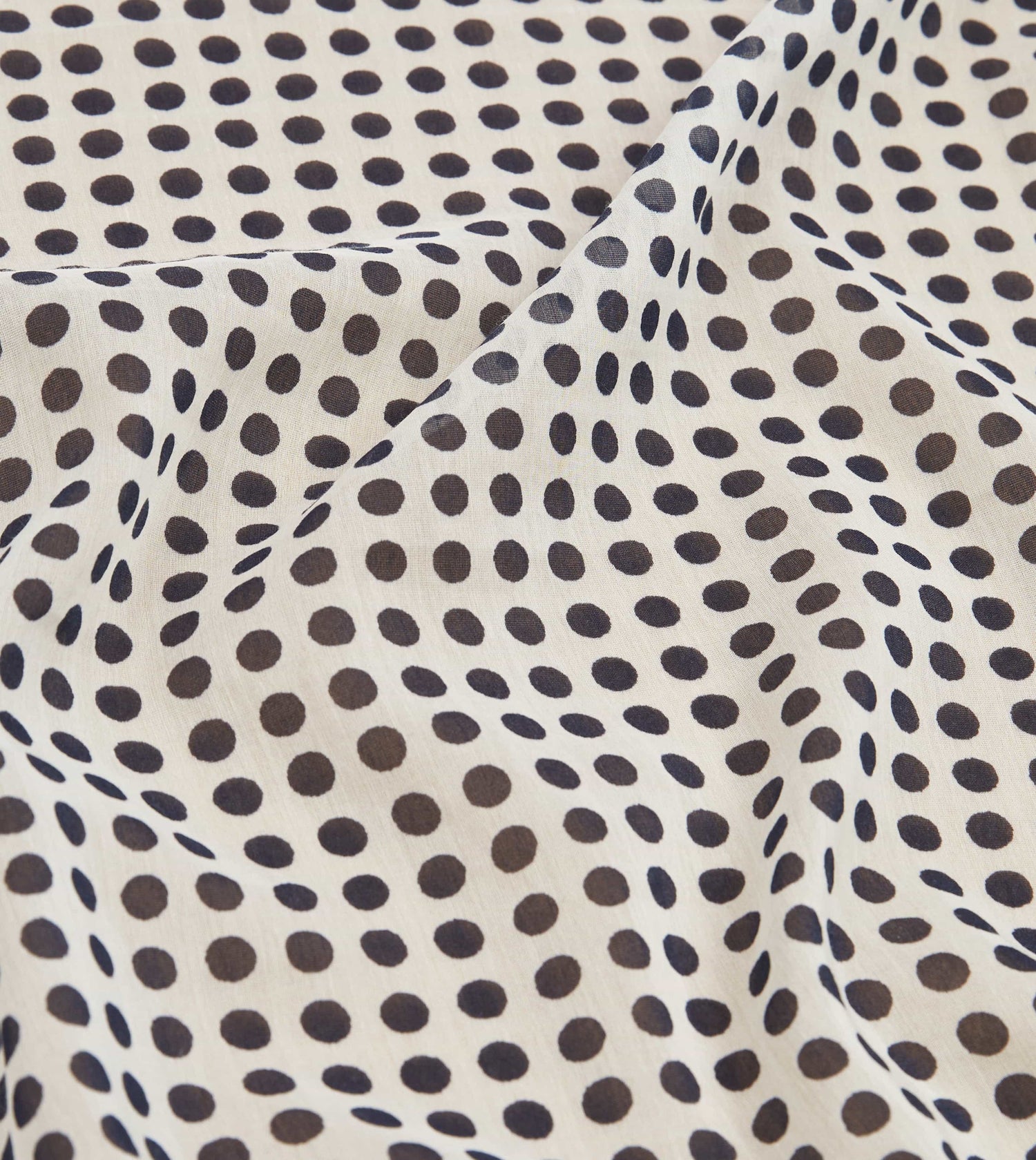 Ecru and Navy Spots Print Silk-Cotton Bandana
