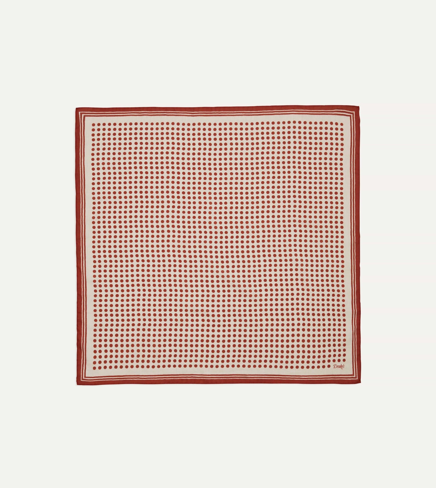 Ecru and Red Spots Print Silk-Cotton Bandana