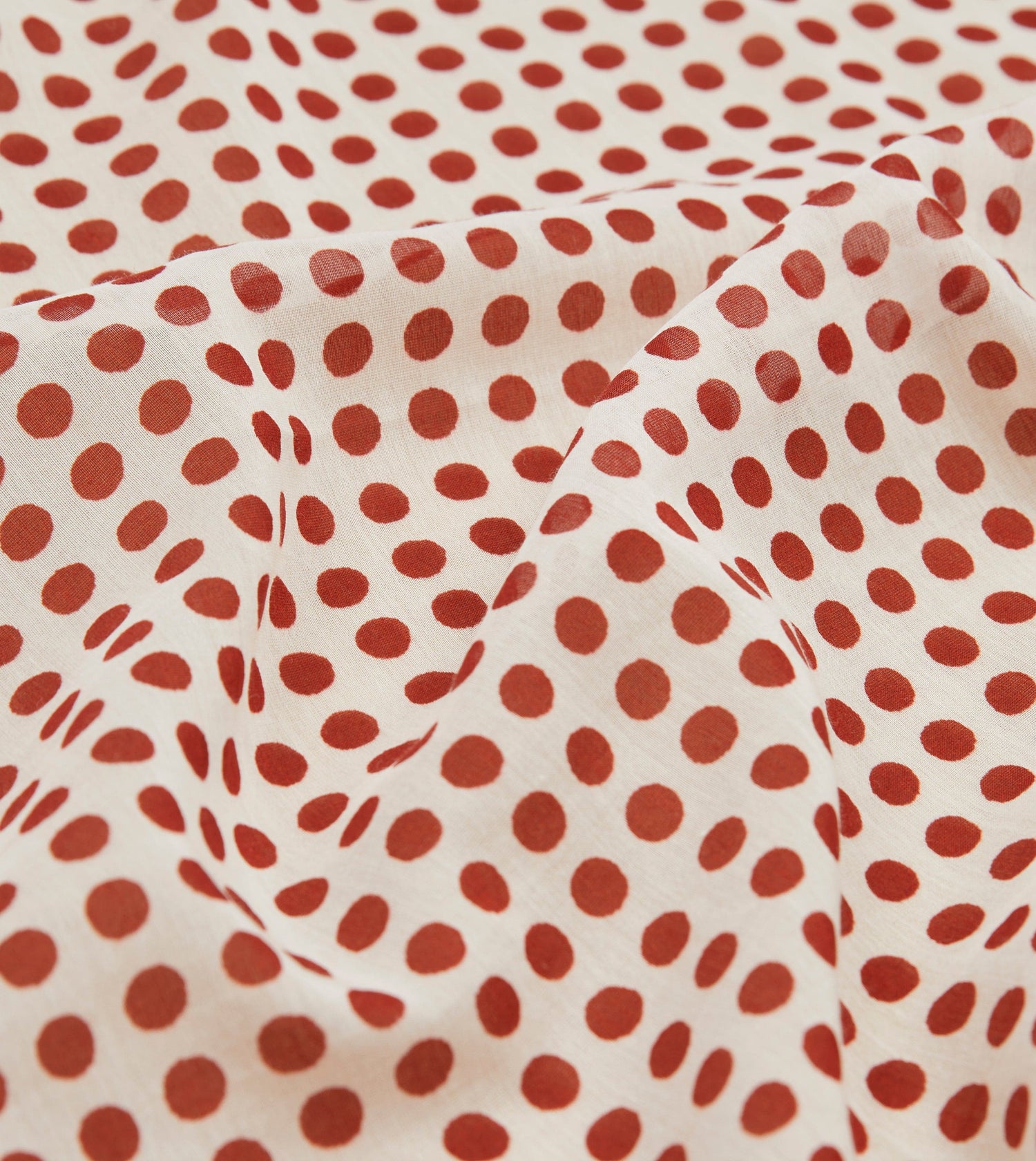 Ecru and Red Spots Print Silk-Cotton Bandana