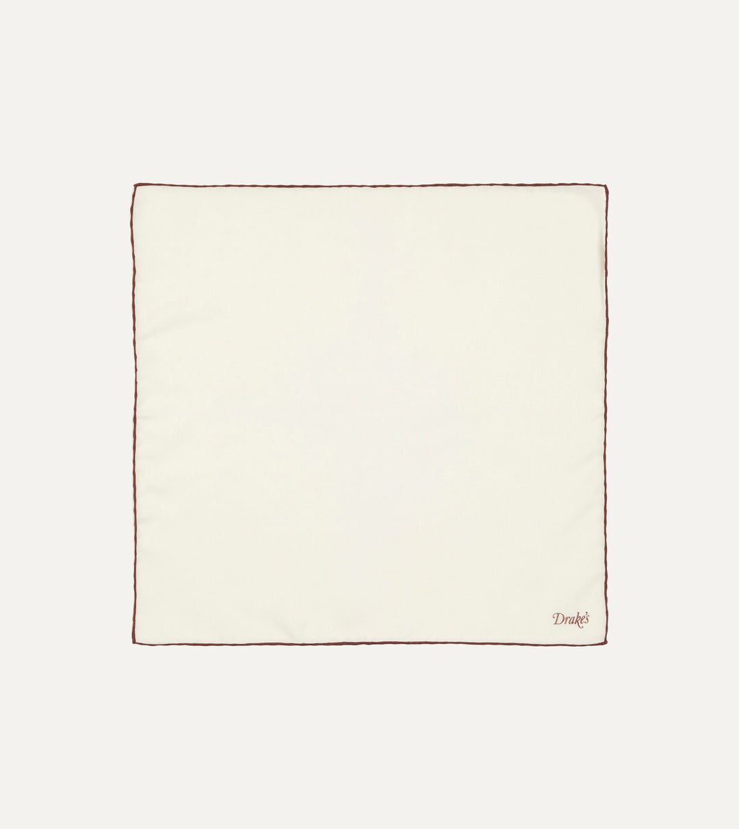 Ivory and Burgundy Shoestring Border Silk Pocket Square – Drakes