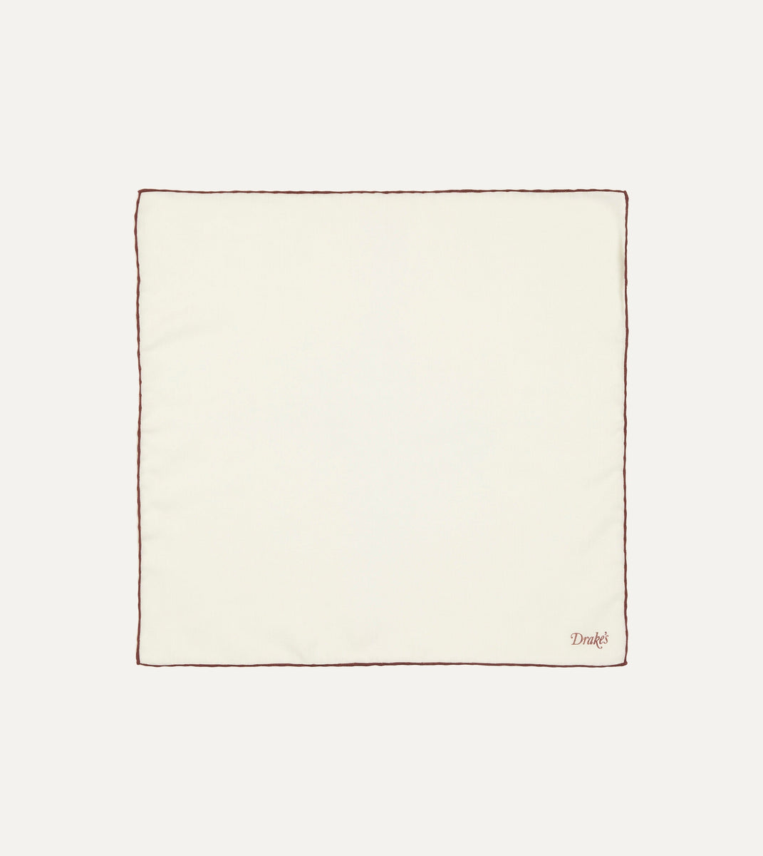 Ivory and Burgundy Shoestring Border Silk Pocket Square – Drakes