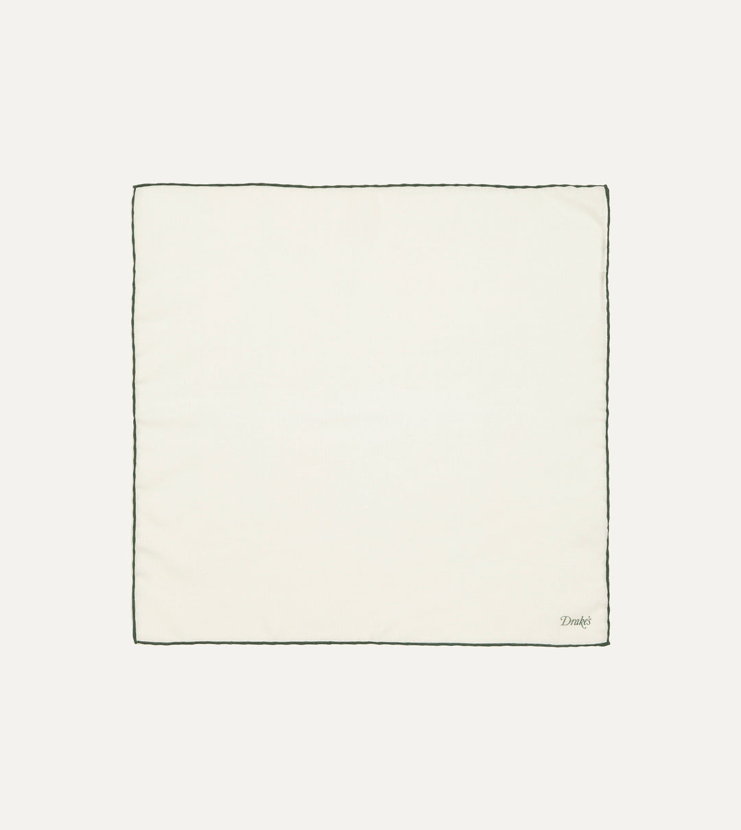 Ivory and Green Shoestring Border Silk Pocket Square – Drakes