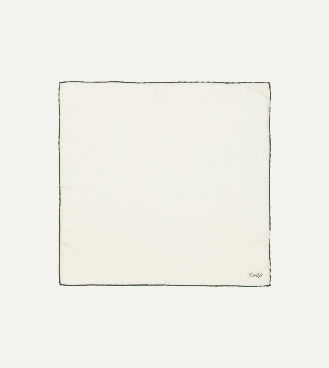 Ivory and Green Shoestring Border Silk Pocket Square – Drakes
