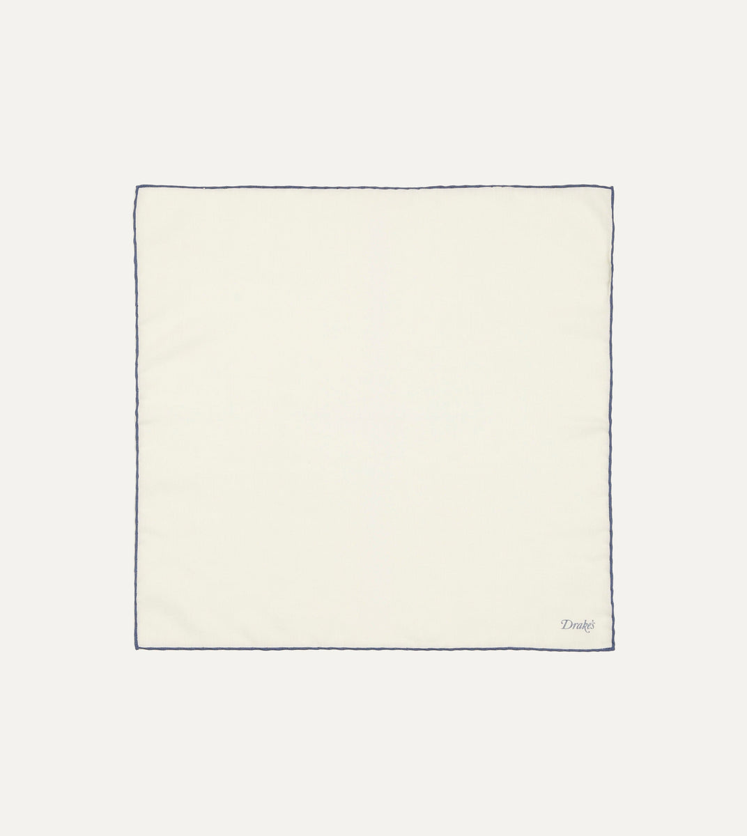 Ivory and Blue Shoestring Border Silk Pocket Square – Drakes